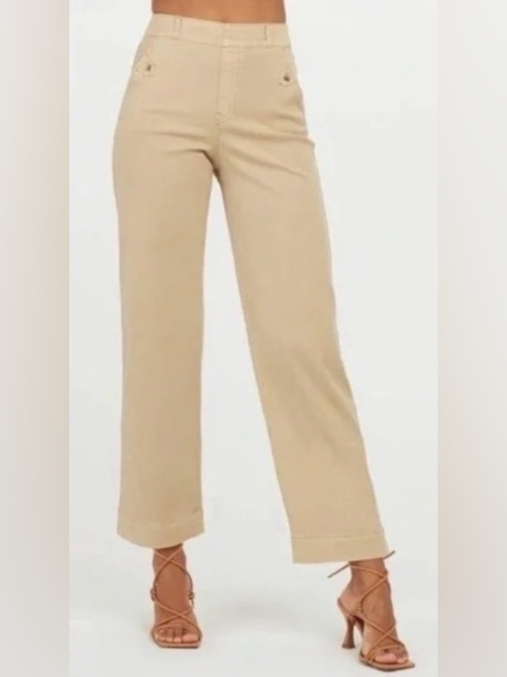 Spanx stretch twill cropped pants in almond - Picture 2 of 7